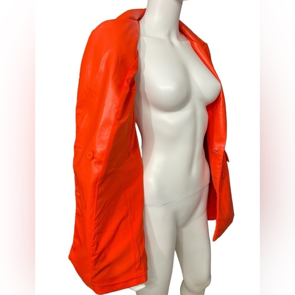 House of Harlow orange faux leather blazer jacket oversized NWT - Picture 7 of 12